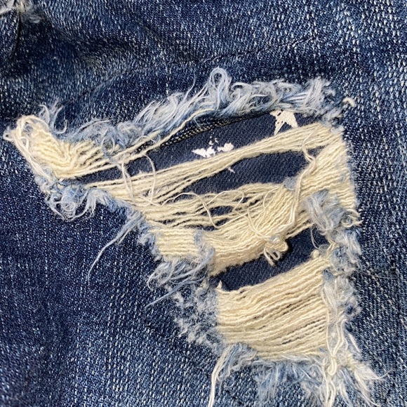 TORRID Distressed Stretch Jean Shorts Sz 24 Blue Stars Red White Stripe 4th July - Picture 6 of 6